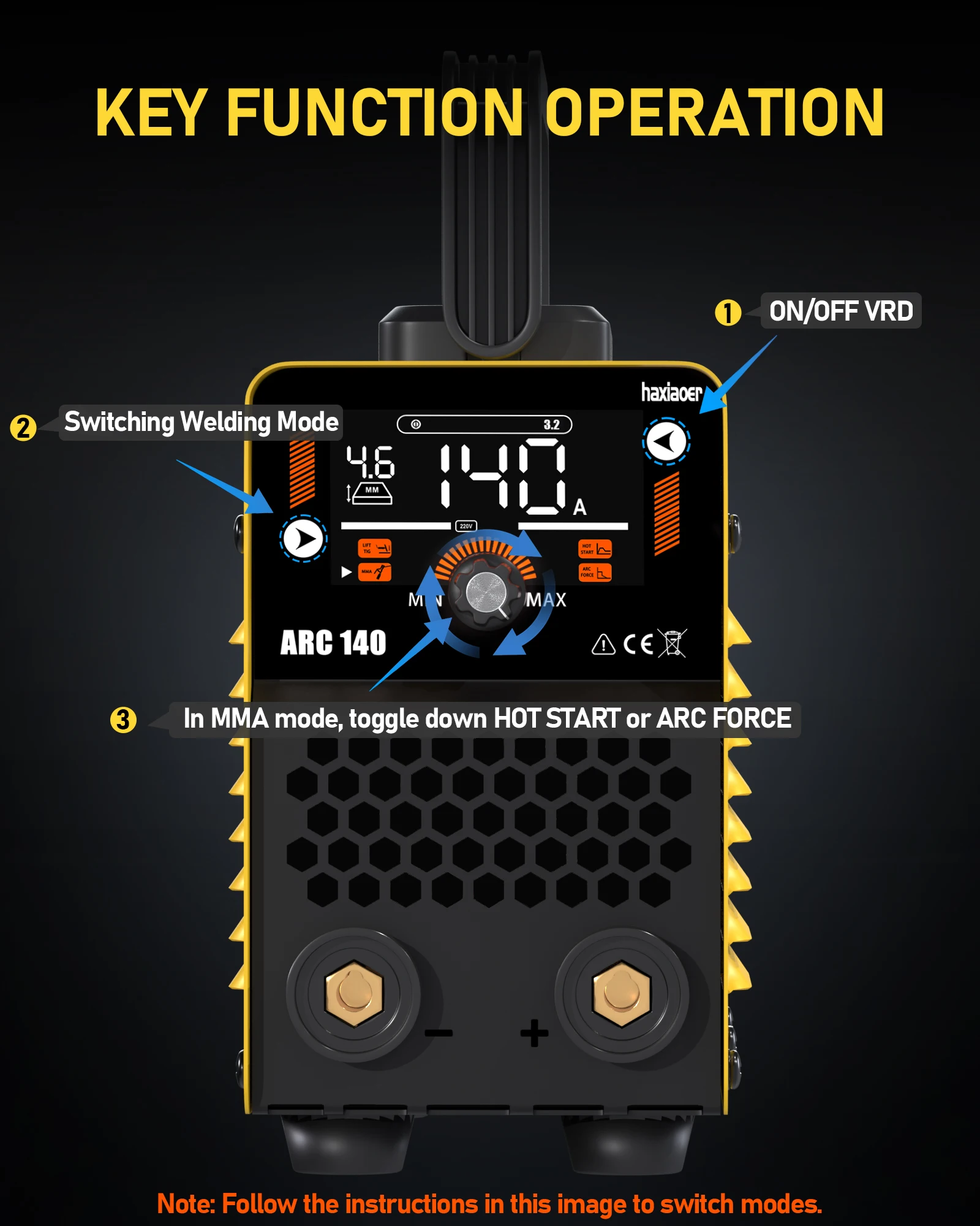 HAXIAOER ARC140 120A 110v portable professional welding machine automatically matches electrode diameter and welding thickness 2
