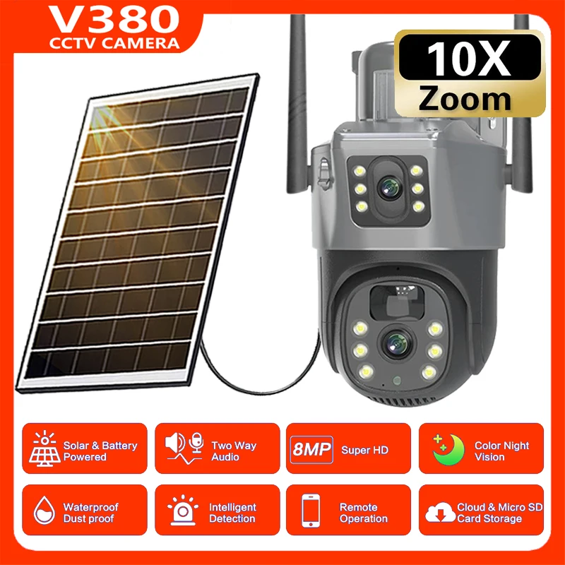 

IP-камера наружная с 2 объективами, 8 Мп, 4G, SIM, Wi-Fi