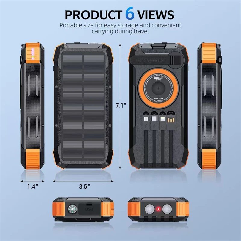 Solar Power Bank With Hand Crank And Magnetic Wireless Charging_voghion.com