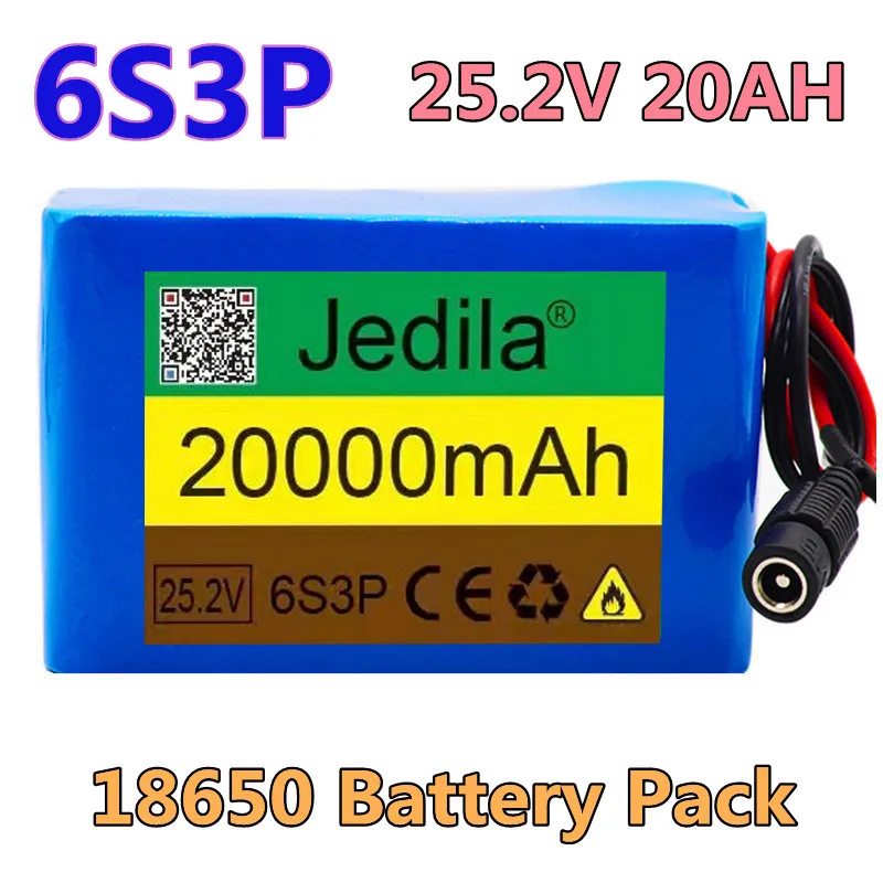 

100% New 24V 20Ah 6S3P 18650 Battery Lithium Battery 25,2V 20000mAh Electric Bike Mopped/Electric/Lithium Ions Battery + Charger