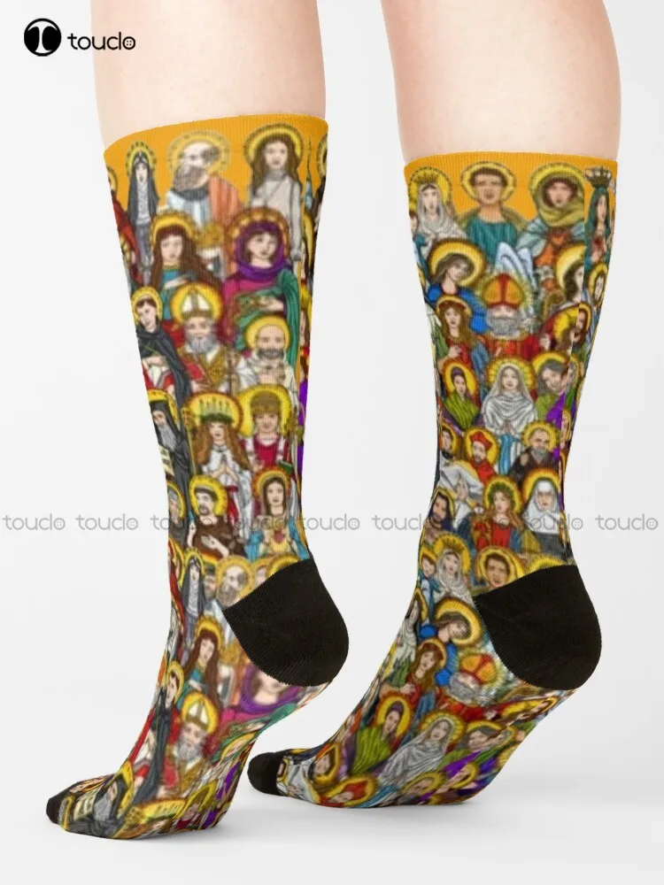 

Saints, All Saints, Catholic Saints Church, Virgin Mary, Jesus Christ Socks Mens Colorful Socks 360° Digital Print Harajuku Gift