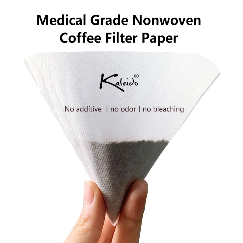 50/100Pcs Disposable Nonwoven Coffee Filter Kaleido Coffee Filter Paper V-shape Dripper Medical Grade Unbleached Paper