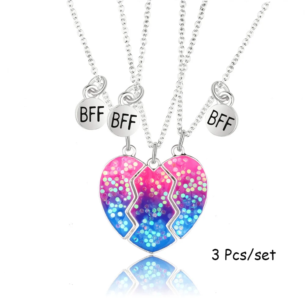 3 Pcs/Set Best Friend Magnet Pendant Necklace Creative Pentagram Alloy Accessories Friendship Necklace Best Friend Alloy Pendant 3