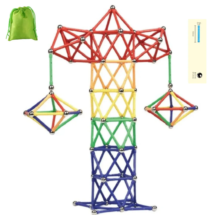 Magnetic Building Blocks 3D Long Magnet Sticks DIY Magnetic Assembly Toy For Kid