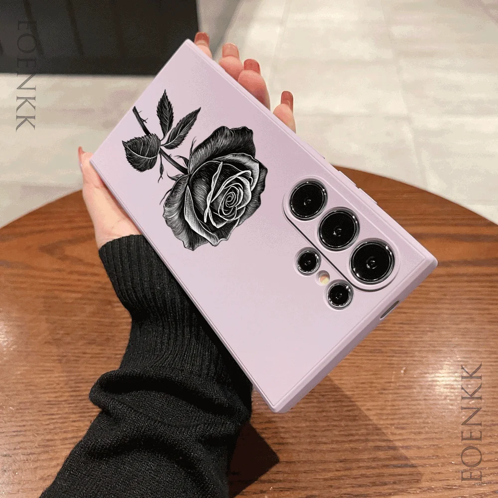 Elegant Rose Sketch Soft Phone Case - Fashion Gift Cover