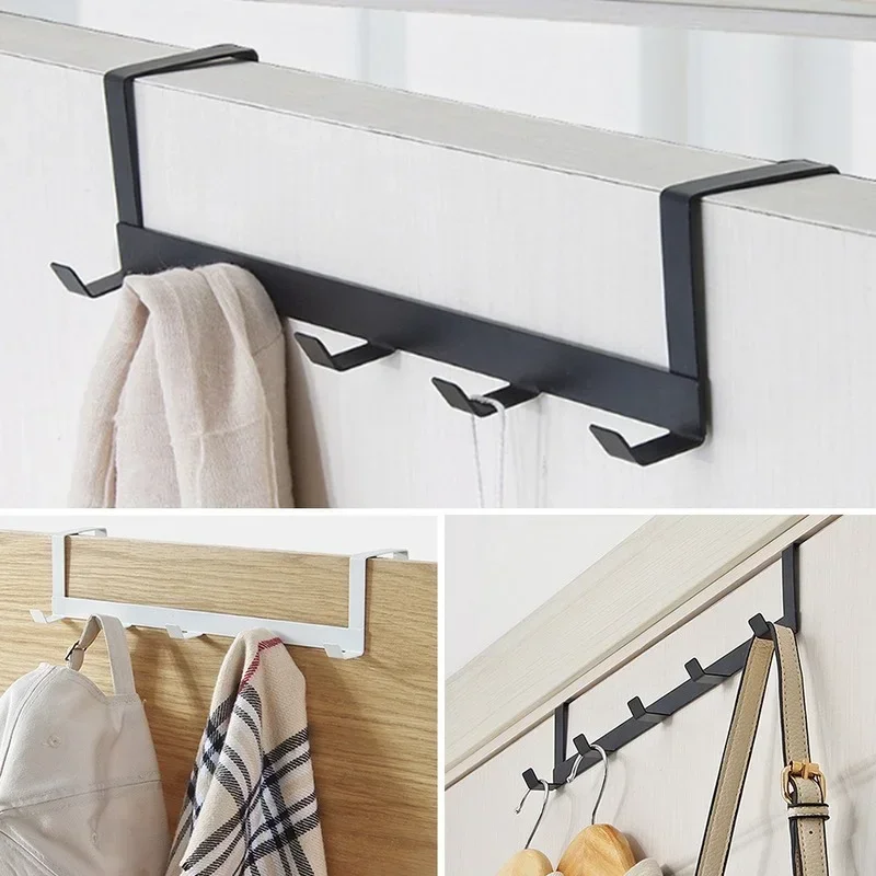 Coat Hook Rack Over Door 5 Hooks Home Organizer Metal Hanging Rack Cloth Coat Hat Hanger Bathroom Kitchen Accessories 1Pcs clothes rack clothes hook
