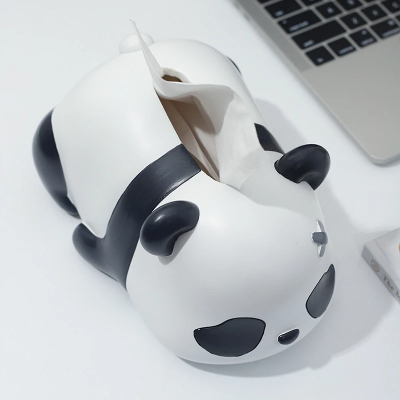 Creative Mischievous Panda Tissue Box Living Room Decoration Micro Model Paper Drawer Storage Tool 4