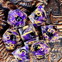 Enchanted Amethyst Resin Dice Set - 7 - Piece Polyhedral Collection (PURPLE)