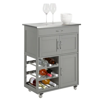 SoBuy Carrello da portata FKW45 Raggi per bottiglie Carrello da cucina Isola della cucina Cucina indipendente soggiorno Sala da pranzo 1