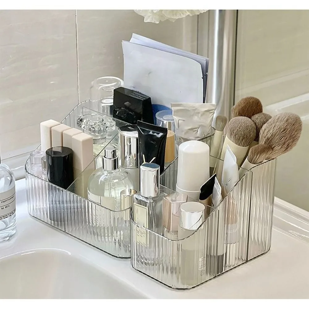 Transparent Makeup Organizer New 3/4-Slot Plastic Vanity Case Lightweight Washable Cosmetics Storage Rack 3