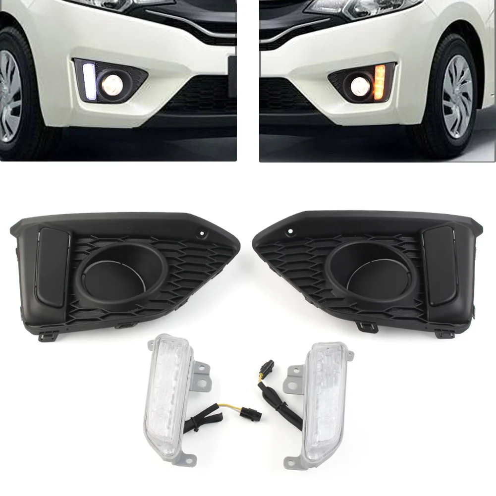 

Dual Color Car LED Daytime Running Lights DRL Fog Lamp Assembly For Honda Fit Jazz 2014-2017 Southeast Asia Version Only