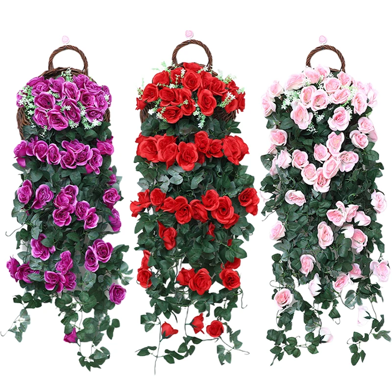 Vibrant Violet Vine Artificial Hanging Flower Arrangement for Home and Garden Decor