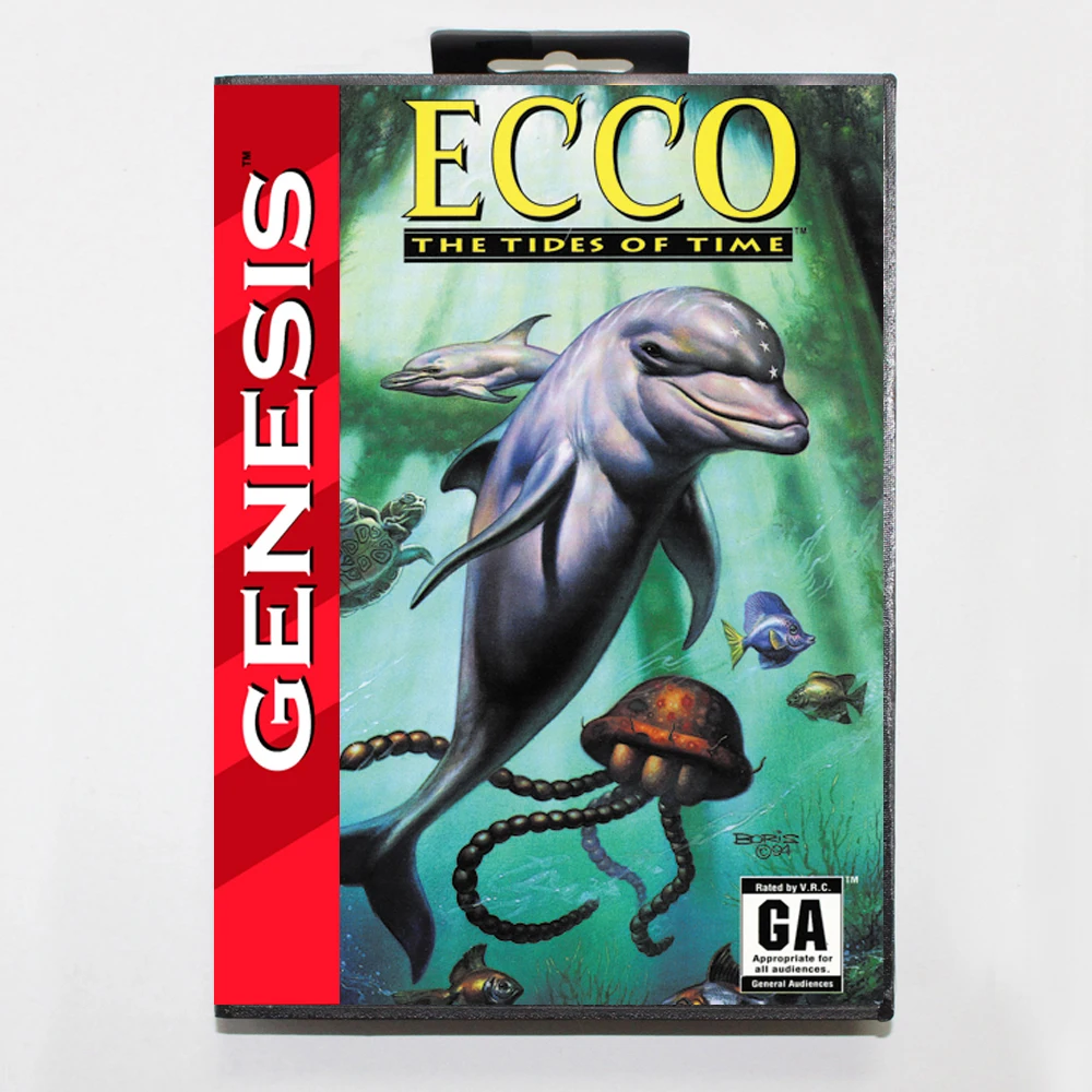 Tarjeta de juego Ecco 2 The Tides of Time MD con caja estadounidense para consola Sega Genesis Megadrive de 16 bits