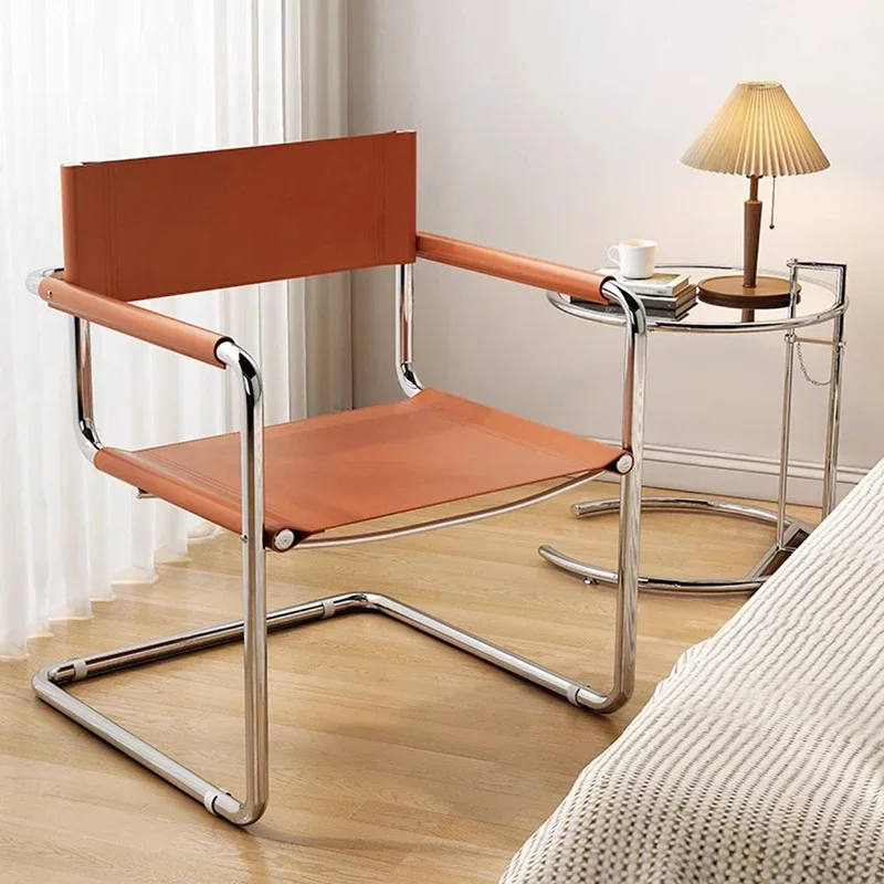 Office Dining Chair Stainless Steel Black Metal Balcony Bedroom CasualChair Leather Lounge Silla De Comedor Library Furniture