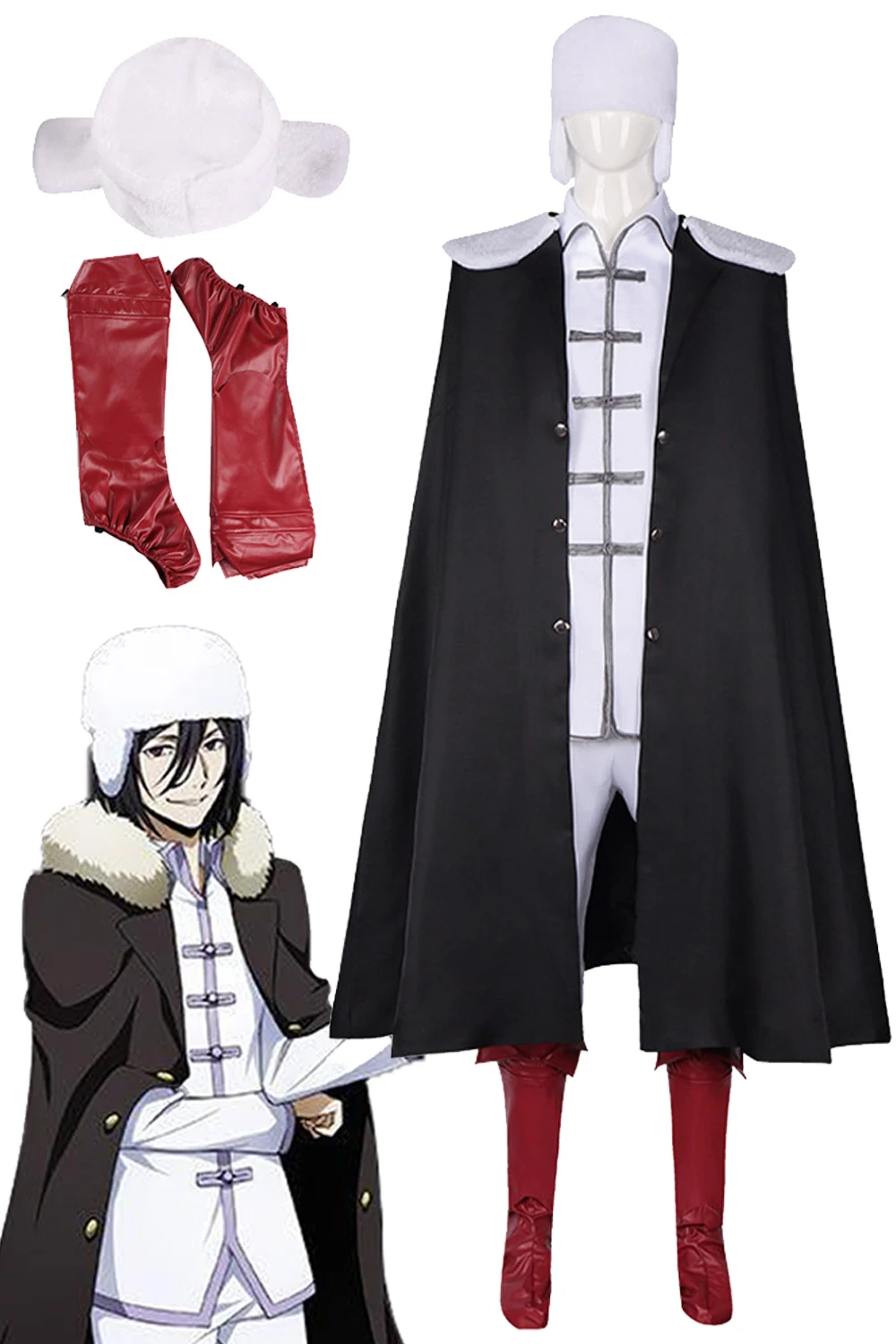 

Fedor Cosplay Role Play Hat Anime Stray Cosplay Dogs Costume Men Outfits Adult Male Roleplay Fantasy Fancy Dress Up Party Cloth