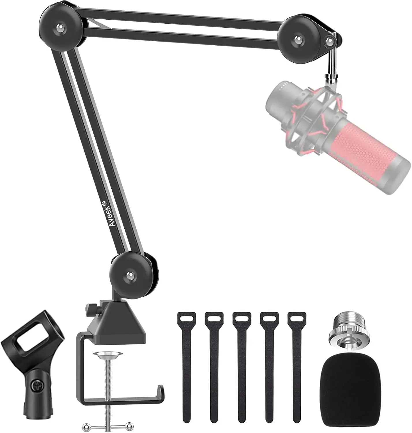 Microphone Stand Boom Arm Aveek Foldable Desktop Mic Boom Arm Fully Adjustable Scissor 360&deg;Rotatable Microphone Arm Stand with Desk Mount