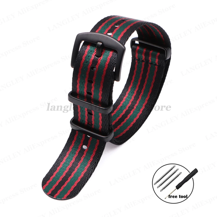 Premium Nylon Watch Strap with Black Ring Buckle - Universal Sports Band