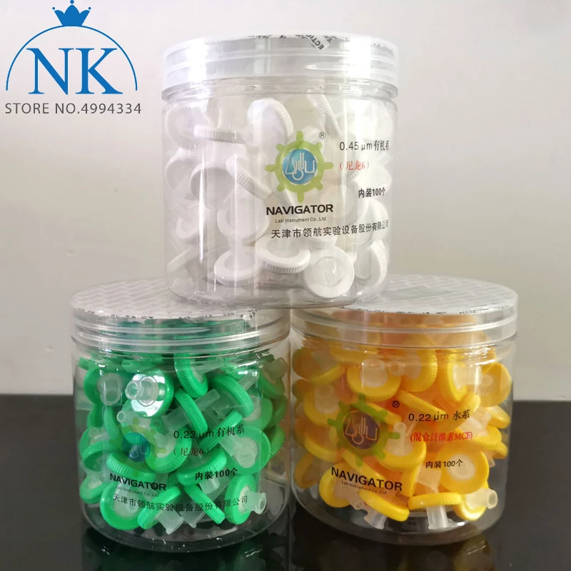 100pcs 실험실 MCE/나일론/PTFE 밀리포어 멤브레인 주사기 필터, 13mm/25mm 0.22 또는 0.45um 바늘 필터 실험실..