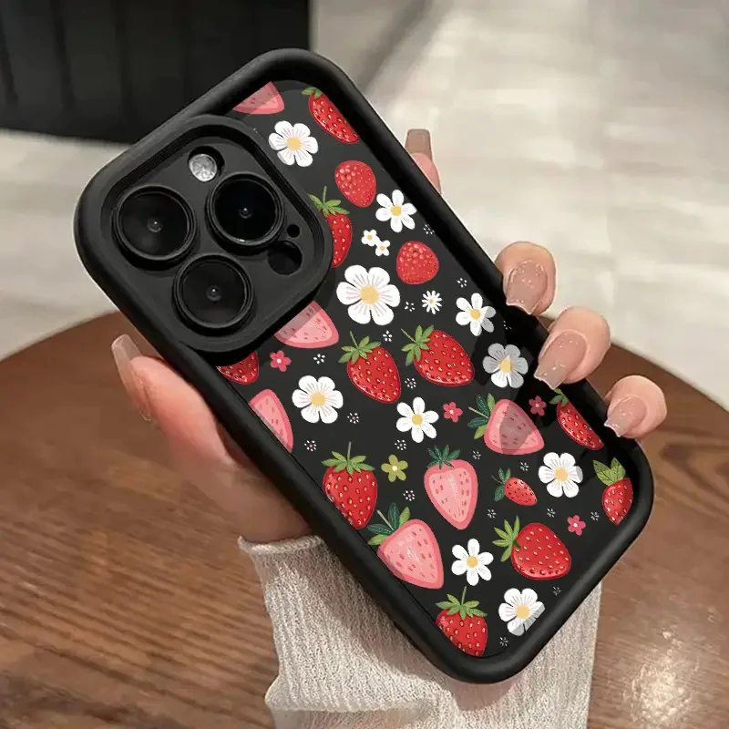 Cute Cartoon Cherry Strawberry Pattern Silicone Phone Case Cover