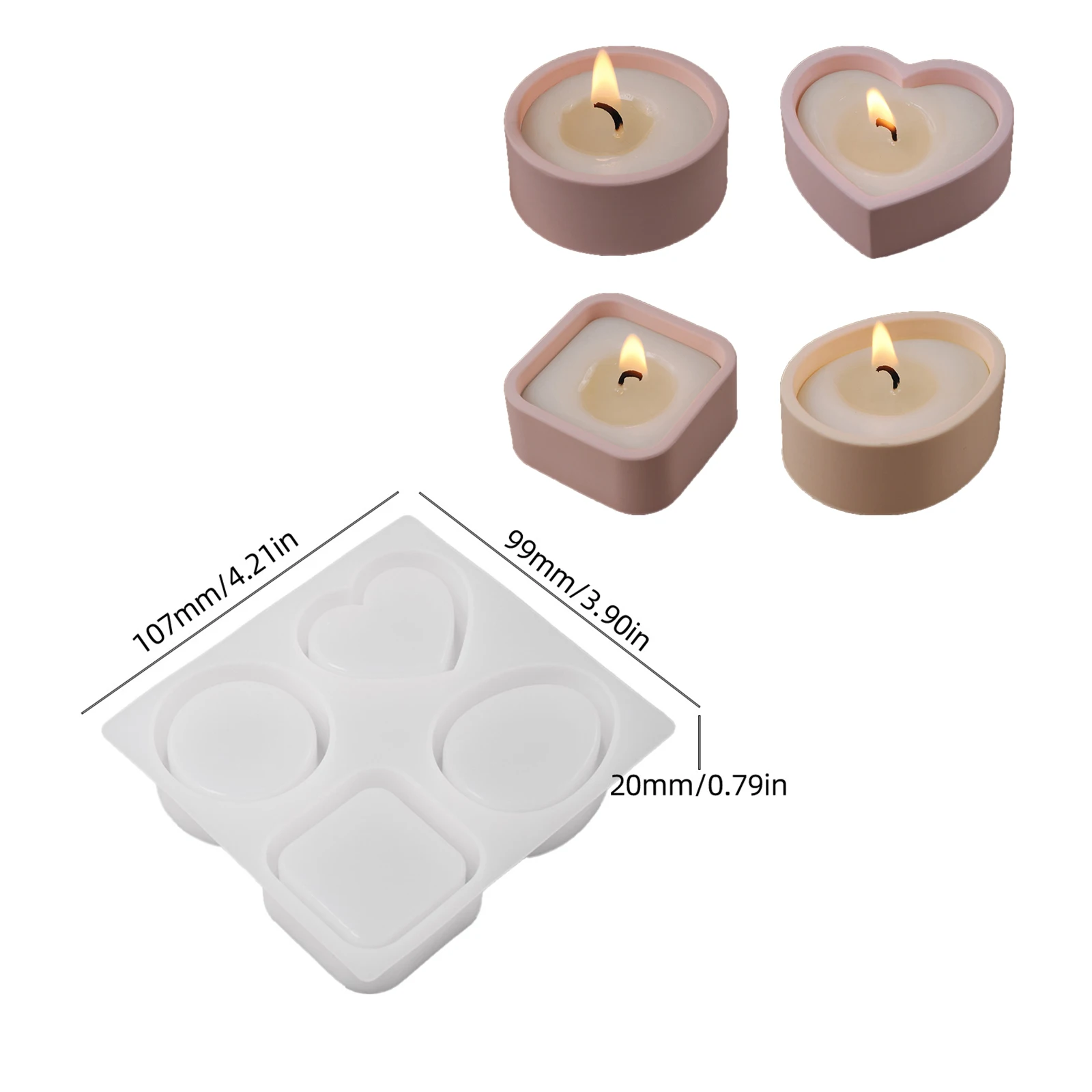 Tealight حامل شمعة كوب قالب من السيليكون الحب الفط...