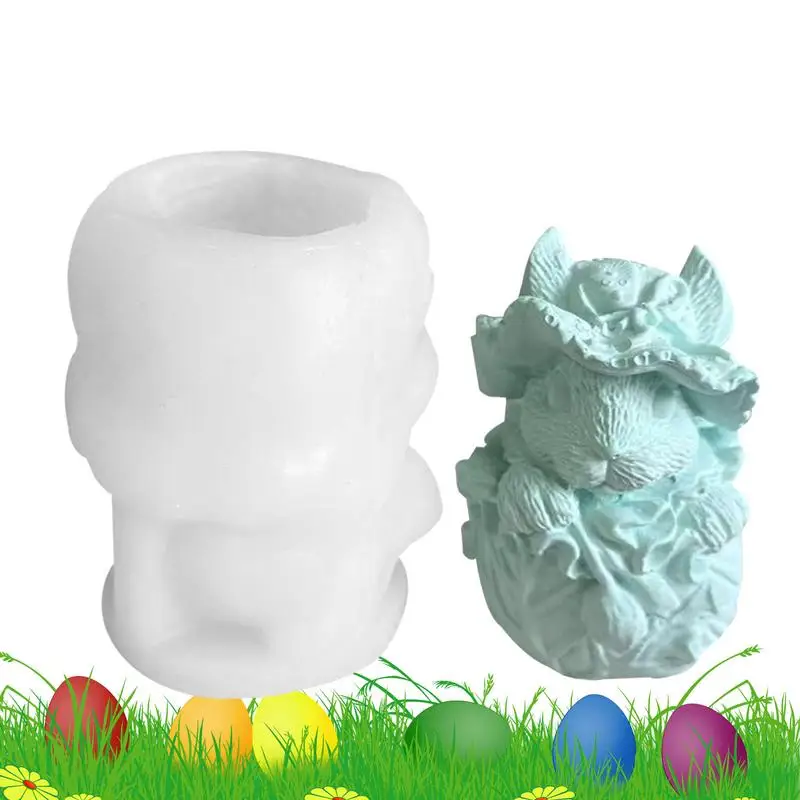 

3D Bunny Candle Molds Easter Hat Flower Rabbit Silicone Mold Multifunctional DIY Handmade Plaster Ornament for home decor supply