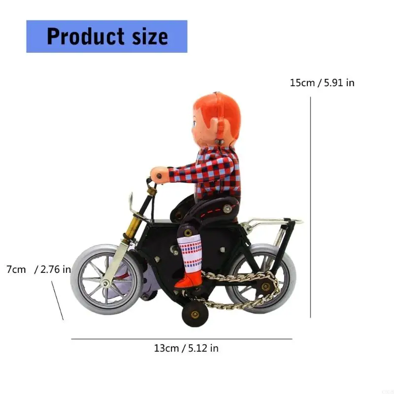 Boy Motorcycle Tin Toy with Perfect for Vintage Toy Collectors Home Bar Club Display Decoration