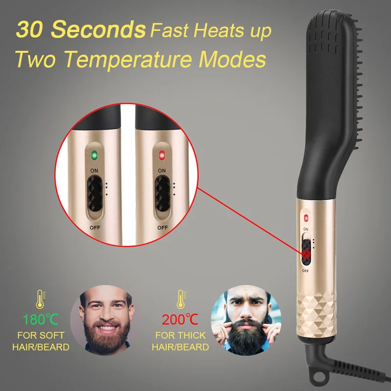 Hot Comb Straightener Electric Negative Ion Hair Straightener Brush Fast Heated Portable Men Mini Beard Straightening Comb 5