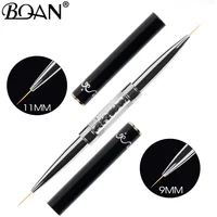 BQAN Black Double Head Crystal Handle 9mm&11mm Drawing Brush Liner Brush Painting Pen Gel Polish Crystal Nail Art Manicure Tools 1