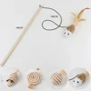 1PC Teaser Feather Toys Kitten Funny Colorful Rod Cat Wand Toys Wood Pet Cat Toys Interactive Stick Pet Cat Supplies 5