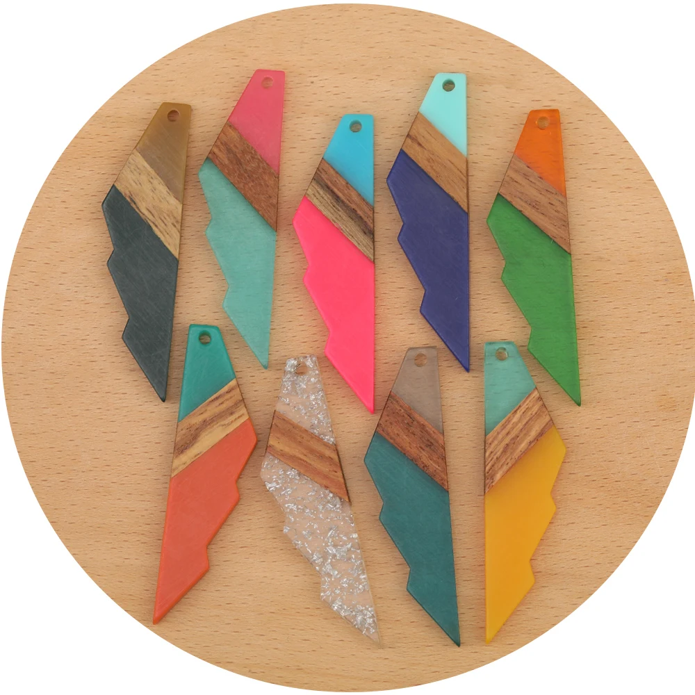 Cordial Design 40Pcs 14*53MM Jewelry Accessories/Hand Made Charms/Jewelry Findings&Components/Natural Wood&Resin/Serrated Shape - cordial
