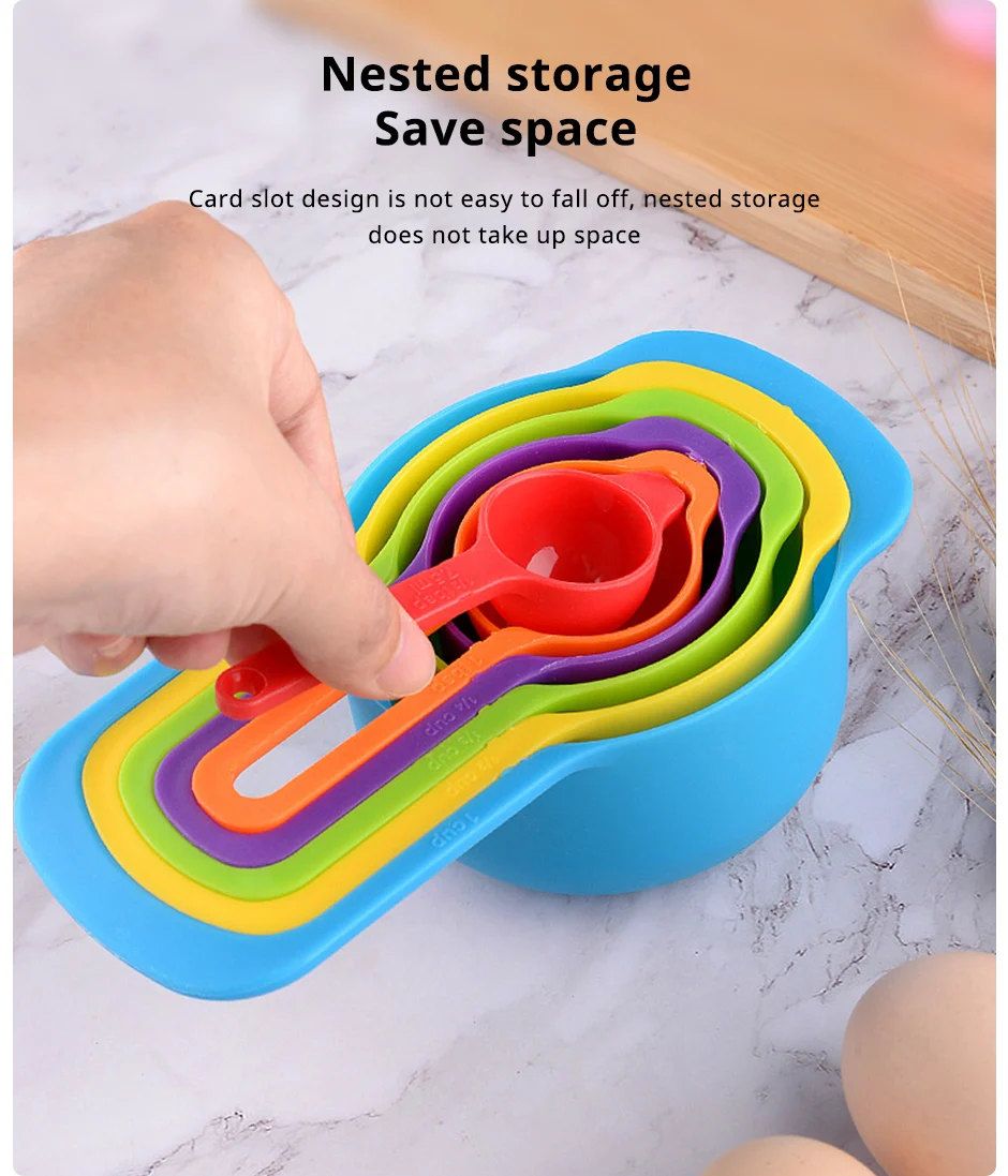 Description Picture 6 of itemRainbow Measuring Cup Colored Plastic Flour Measuring Spoon Scale Measuring Spoon Set Baking Accessories Kitchen Tools