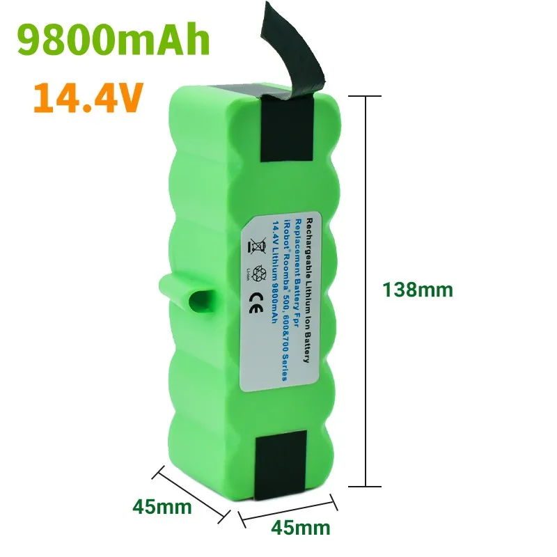 

2022 new 14.4V 9800mAh Lithium Rechargeable Battery For iRobot Roomba 500 600 700 800 Series 560 620 650 700 770 780 880