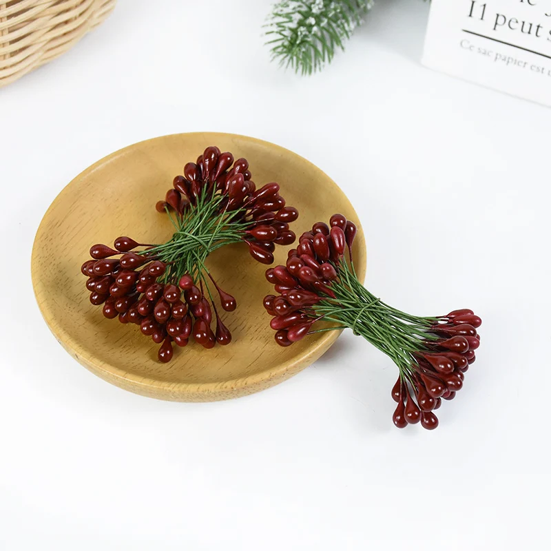 50 stücke Gold Silber rot künstliche Blumen Staubblatt Beeren Weihnachten Hochzeit Dekor Home Party Bundle DIY Kranz Geschenk box Dekoration – Detail 13