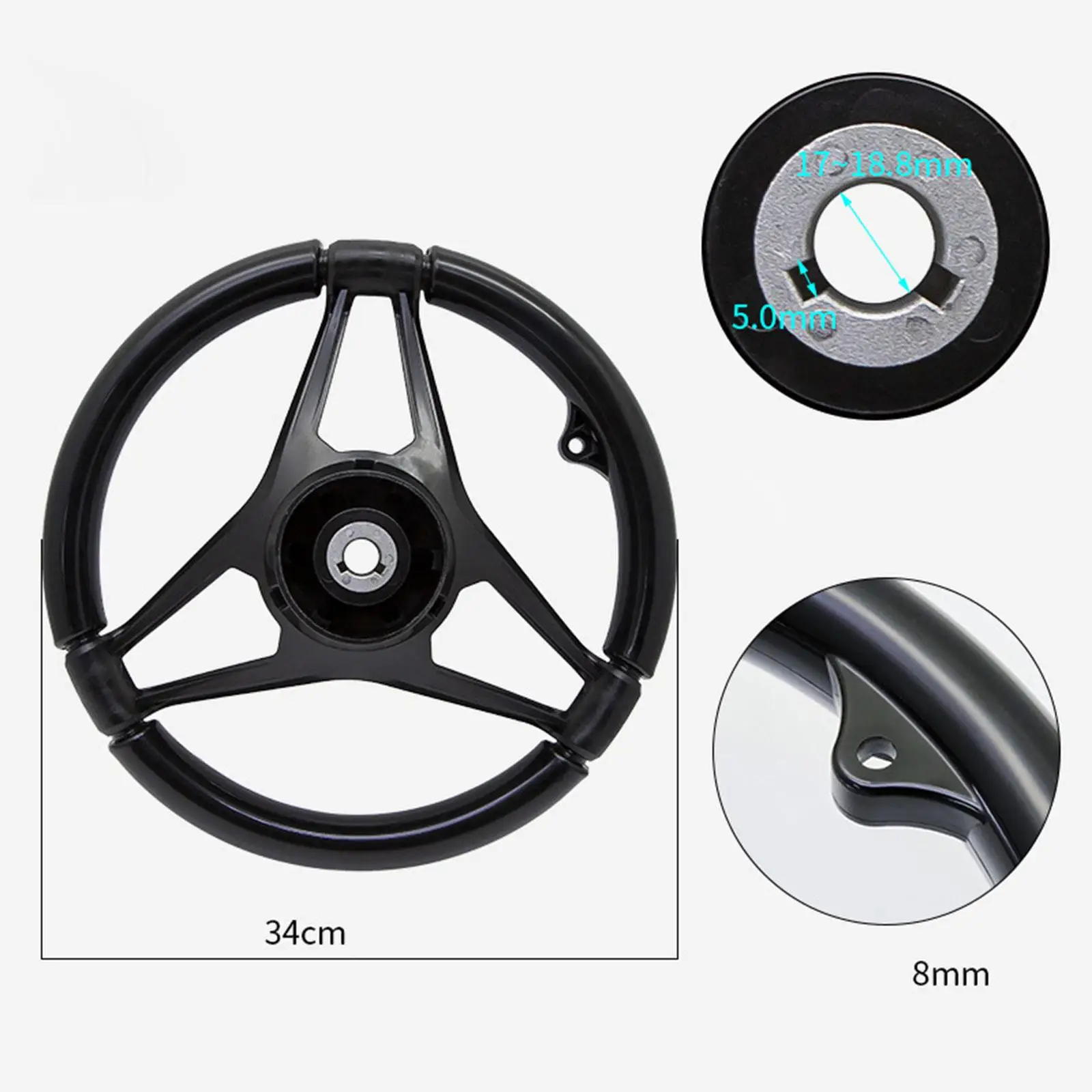 Boat Steering Wheel Anti Slip Waterborne Vehicles Sturdy 340mm for Marine Vessels Boat Speedboat Yacht Pontoon Boat