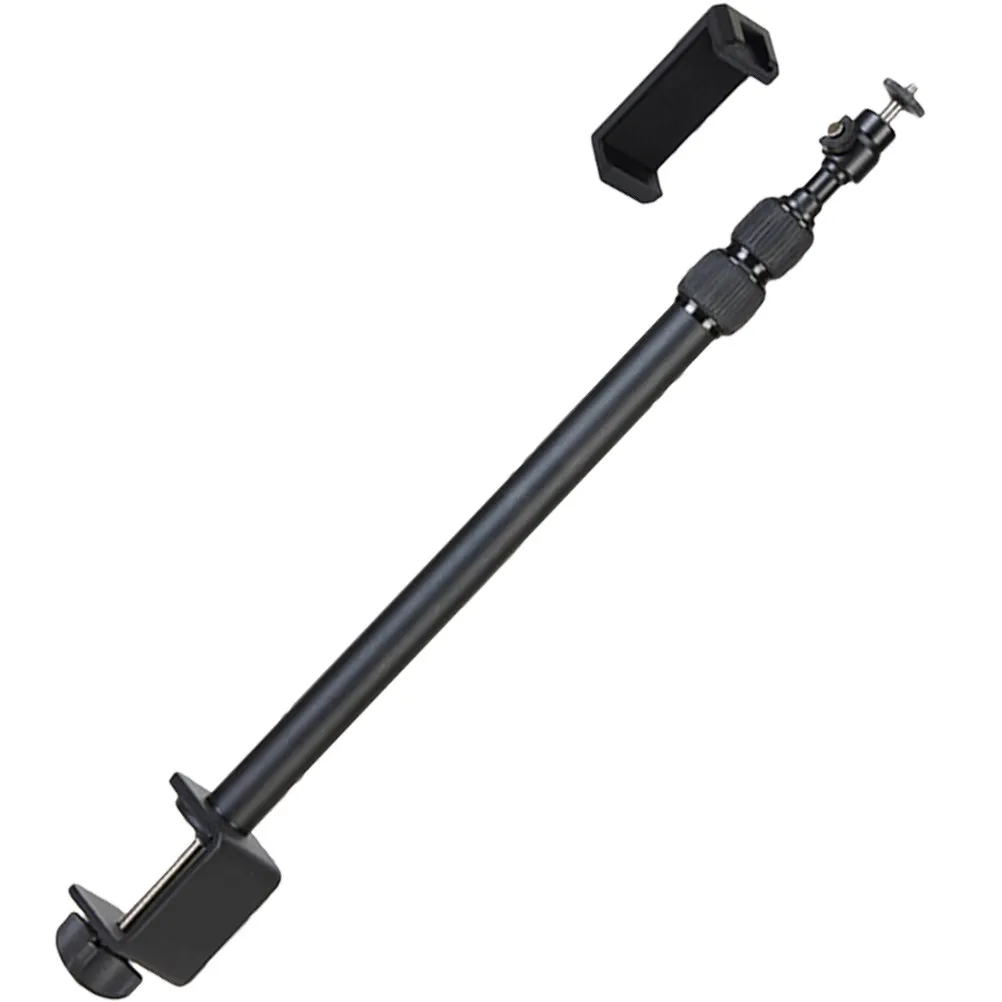 카메라 데스크 마운트 조절식 테이블탑 클램프 스탠드 385-935Cm 텔레스코픽 알루미늄 합금 볼 헤드 360도 회전 사진 조명