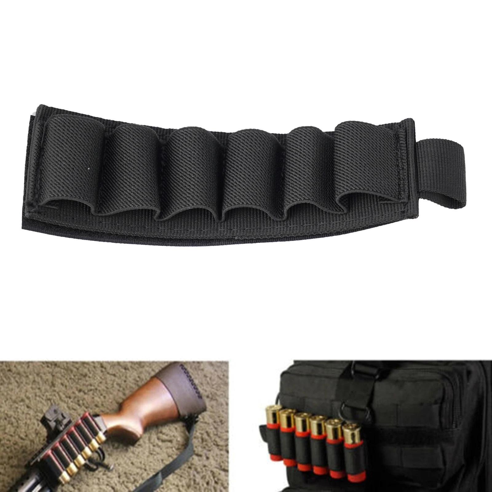 

Tactical 6 Round Shotgun Buttstock Ammo Holder 12 Gauge Bullet Carrier Military Hunting Airsoft Rifle Butt Stock Cartridge Pouch