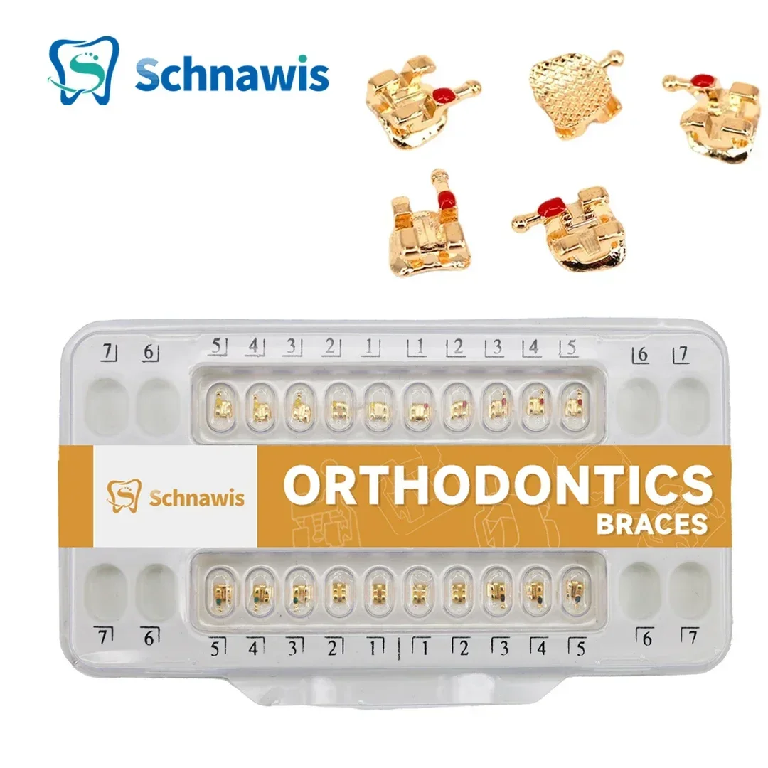 20 ชิ้น/เซ็ต Gold Plated Braces ทันตกรรมจัดฟันมินิโลหะวงเล็บวงเล็บ Roth MBT ทันตแพทย์ Materiales Precision ทันตกรรมเครื่องมือ 1