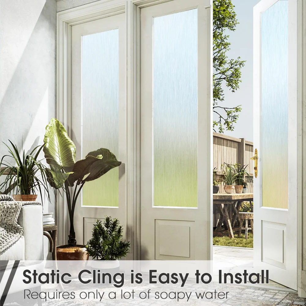 FANCY FIX Privacy Window Film Static Attraction Brushed Texture Translucent Decorative Window Film UV Protection For Home Office