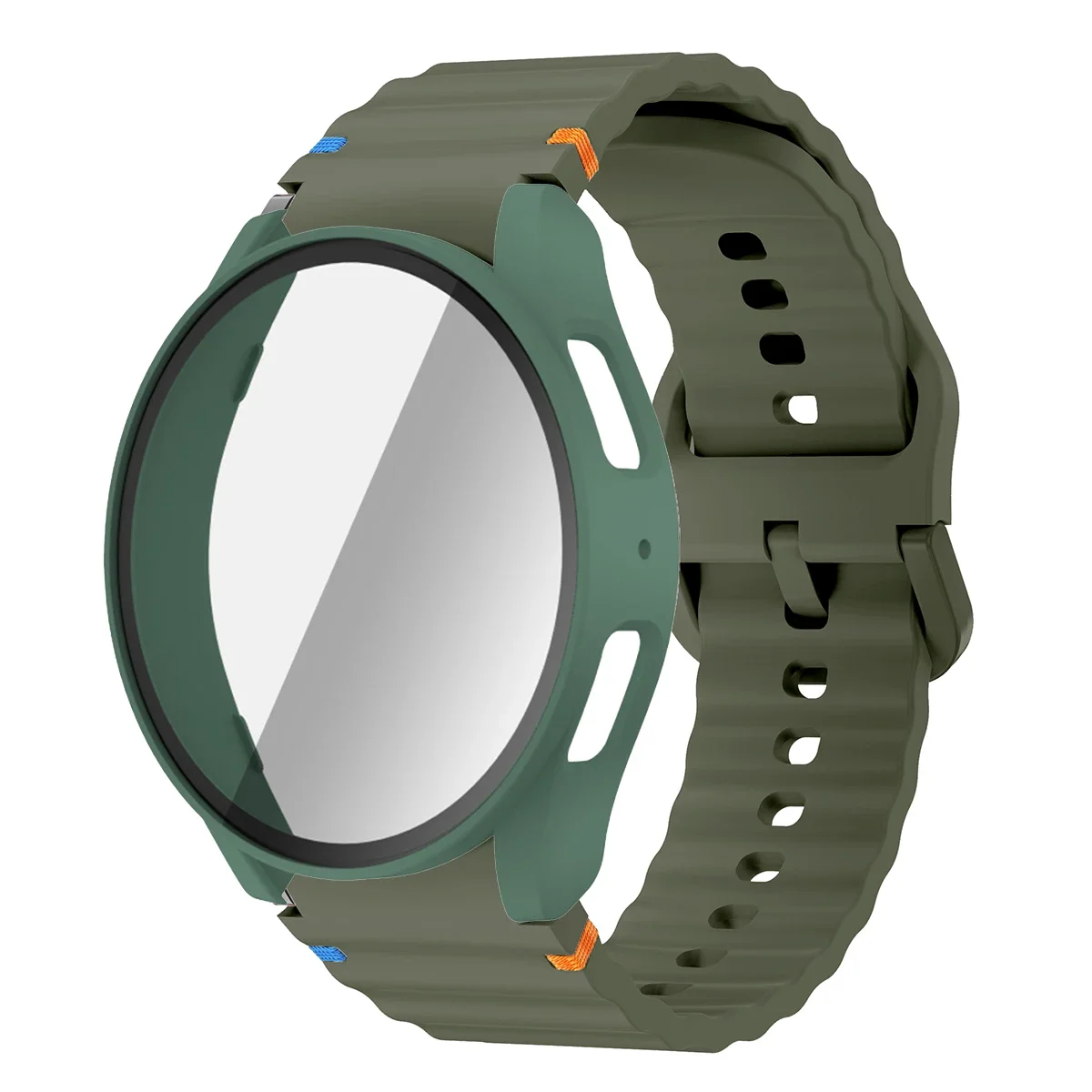 Premium Silicone Watch Strap with Protective Case and Screen Protector Bumper Cover