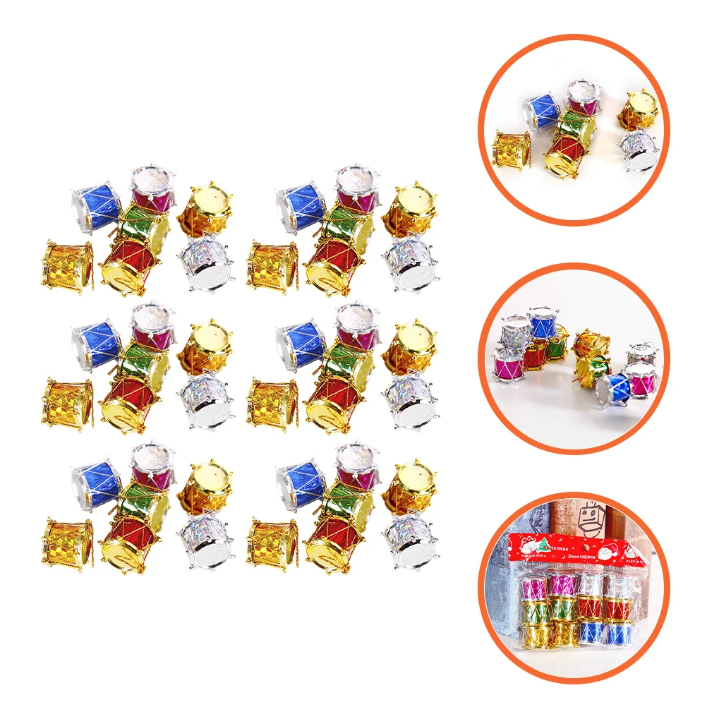 

60pcs Christmas Mini Drums Hanging Ornaments Christmas Decorations Festival Ornaments