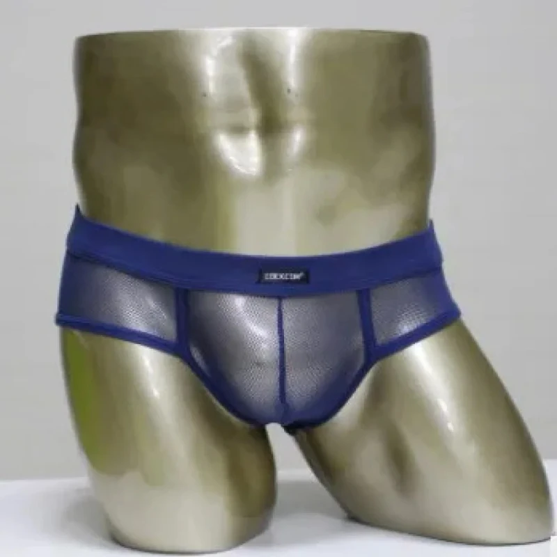 Brand Cockcon Men Underwear Transparent Net Mesh Bikini Briefs Underwear Bulge Underpants Fashion Low Waist Briefs