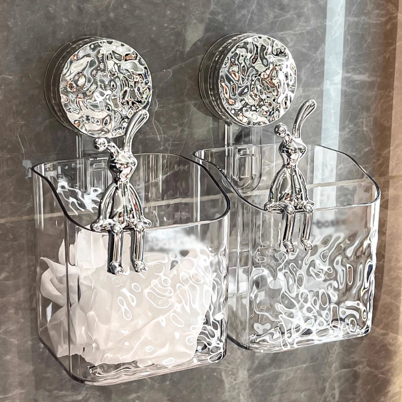 

Прозрачная вращающаяся подставка на присоске без перфорации, настенная подвесная стойка для хранения салфеток