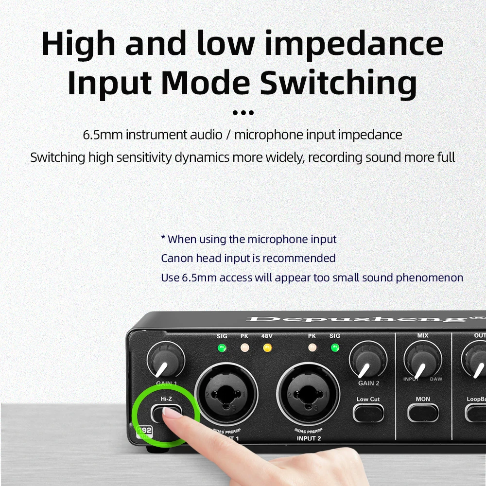 Interface de Áudio Usb 3.0 Placa de Som com Monitoramento Guitarra Elétrica Gravação ao Vivo Estúdio Canto Micro Depusheng-md22 - Image 2