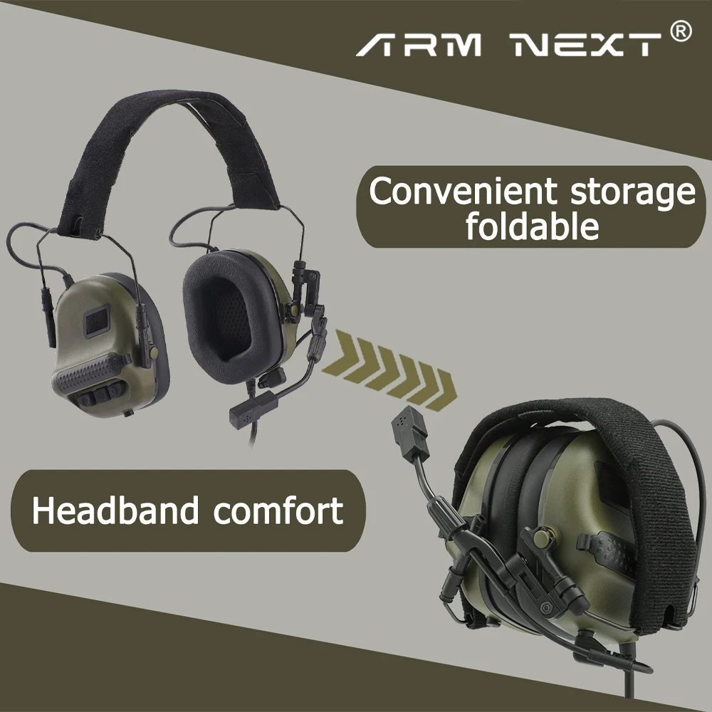 Airsoft Tactical Headset Foldable Earmuff Microphone Military Headphone Shooting Hunting Ear Protection Earphones