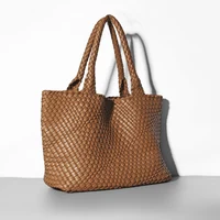Sacs à main de styliste en tricot pour femmes, sac à bandoulière simple de grande capacité en cuir PU, sacs de voyage de plage 4
