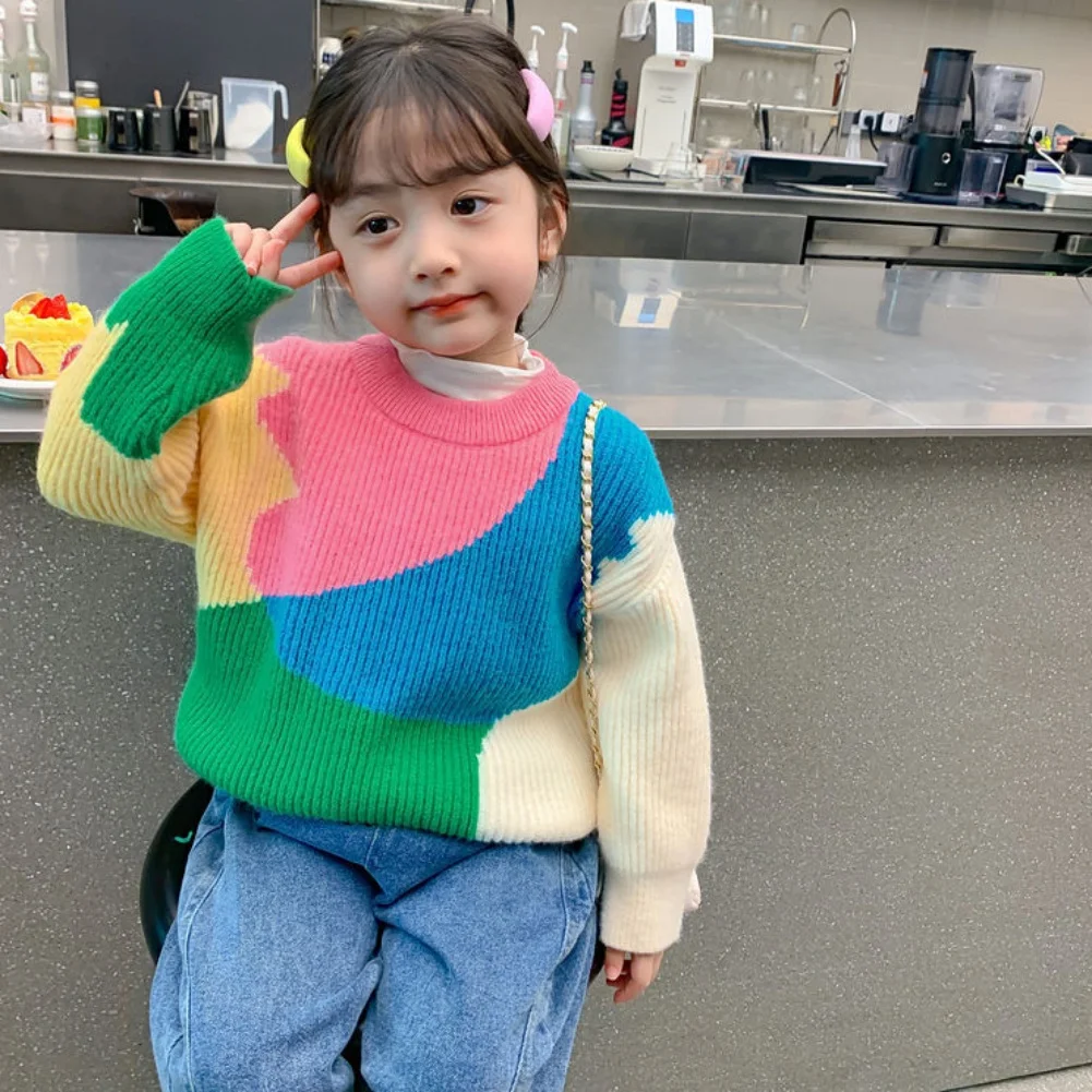 Korean Girls Autumn and Winter Sweater Kids Fashionable Comfortable Sweater Warm Soft Children for 1-7 Years