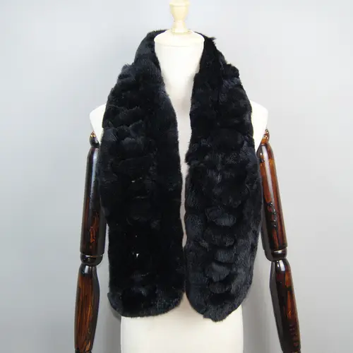2026 New Arrivals Women Real Rex Rabbit Fur Scarf Lady Fashion Knitted Warm Soft Winter 100% Natural Real Rex Rabbit Fur Muffler - Image 9