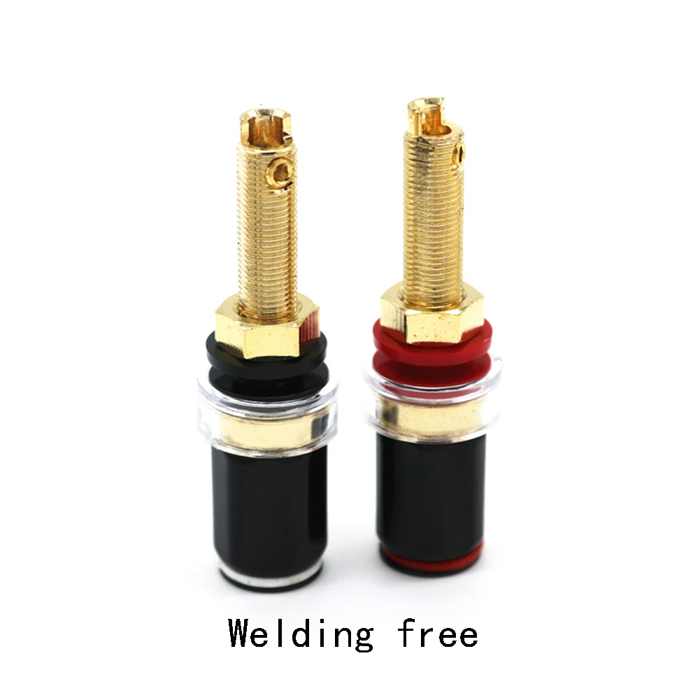 4Pcs High Quality Brass Crystal Binding Post for Thread Audio Speaker Amplifier 4mm Banana Plug Terminals Connector Long Type