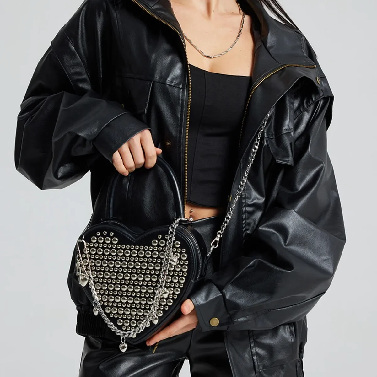 Love Heart Shaped Bag High Quality Leather Shiny Burgundy Purse Fashion Luxury Shoulder Crossbody Ladies Marry Party Wallet