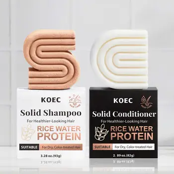 Shampoo Solido al Riso Naturale e Biologico, Balsamo in Barra per Rinforzare le Radici dei Capelli e Trattare i Capelli Danneggiati